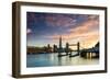 Tower Bridge, Butler's Wharf and The Shard at sunset taken from Wapping, London-Ed Hasler-Framed Photographic Print