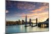 Tower Bridge, Butler's Wharf and The Shard at sunset taken from Wapping, London-Ed Hasler-Mounted Photographic Print