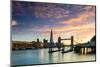 Tower Bridge, Butler's Wharf and The Shard at sunset taken from Wapping, London-Ed Hasler-Mounted Photographic Print