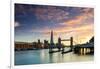 Tower Bridge, Butler's Wharf and The Shard at sunset taken from Wapping, London-Ed Hasler-Framed Photographic Print