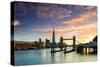 Tower Bridge, Butler's Wharf and The Shard at sunset taken from Wapping, London-Ed Hasler-Stretched Canvas