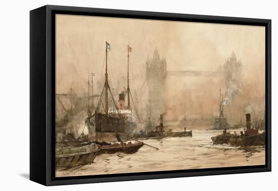 Tower Bridge from Cherry Garden Pier, c.1900-Charles Edward Dixon-Framed Stretched Canvas