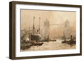 Tower Bridge from Cherry Garden Pier, c.1900-Charles Edward Dixon-Framed Giclee Print