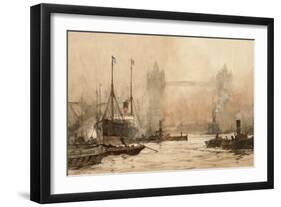 Tower Bridge from Cherry Garden Pier, c.1900-Charles Edward Dixon-Framed Giclee Print