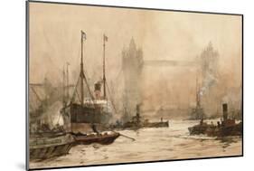 Tower Bridge from Cherry Garden Pier, c.1900-Charles Edward Dixon-Mounted Giclee Print
