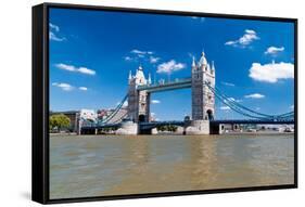 Tower Bridge in London in a Beautiful Summer Day-Kamira-Framed Stretched Canvas