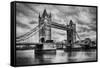 Tower Bridge In London, The Uk. Black And White, Artistic Vintage, Retro Style-Michal Bednarek-Framed Stretched Canvas