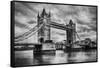 Tower Bridge In London, The Uk. Black And White, Artistic Vintage, Retro Style-Michal Bednarek-Framed Stretched Canvas