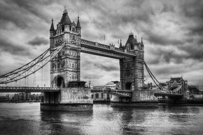 Tower Bridge In London, The Uk. Black And White, Artistic Vintage, Retro  Style