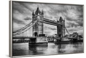 Tower Bridge In London, The Uk. Black And White, Artistic Vintage, Retro Style-Michal Bednarek-Framed Art Print