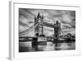 Tower Bridge In London, The Uk. Black And White, Artistic Vintage, Retro Style-Michal Bednarek-Framed Art Print