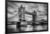 Tower Bridge In London, The Uk. Black And White, Artistic Vintage, Retro Style-Michal Bednarek-Framed Art Print