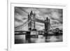 Tower Bridge In London, The Uk. Black And White, Artistic Vintage, Retro Style-Michal Bednarek-Framed Art Print