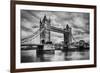 Tower Bridge In London, The Uk. Black And White, Artistic Vintage, Retro Style-Michal Bednarek-Framed Art Print