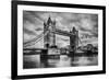 Tower Bridge In London, The Uk. Black And White, Artistic Vintage, Retro Style-Michal Bednarek-Framed Art Print