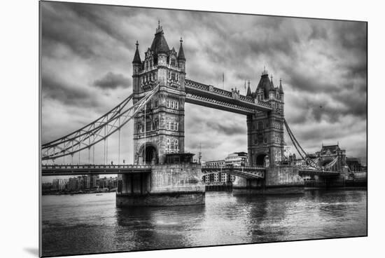 Tower Bridge In London, The Uk. Black And White, Artistic Vintage, Retro Style-Michal Bednarek-Mounted Art Print