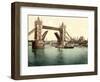 Tower Bridge, London (Hand-Coloured Photo)-English School-Framed Giclee Print