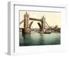 Tower Bridge, London (Hand-Coloured Photo)-English School-Framed Giclee Print