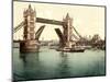 Tower Bridge, London (Hand-Coloured Photo)-English School-Mounted Giclee Print