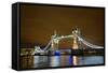 Tower Bridge on the Thames, Brightly Light at Night, London. Uk-Richard Wright-Framed Stretched Canvas