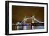 Tower Bridge on the Thames, Brightly Light at Night, London. Uk-Richard Wright-Framed Photographic Print