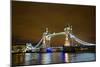 Tower Bridge on the Thames, Brightly Light at Night, London. Uk-Richard Wright-Mounted Photographic Print