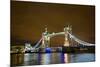 Tower Bridge on the Thames, Brightly Light at Night, London. Uk-Richard Wright-Mounted Photographic Print