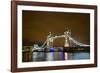 Tower Bridge on the Thames, Brightly Light at Night, London. Uk-Richard Wright-Framed Photographic Print