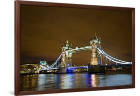 Tower Bridge on the Thames, Brightly Light at Night, London. Uk-Richard Wright-Framed Photographic Print