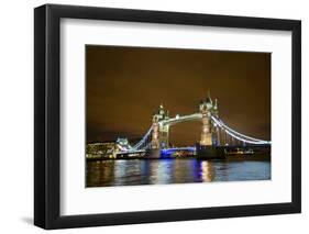 Tower Bridge on the Thames, Brightly Light at Night, London. Uk-Richard Wright-Framed Photographic Print