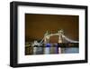 Tower Bridge on the Thames, Brightly Light at Night, London. Uk-Richard Wright-Framed Photographic Print