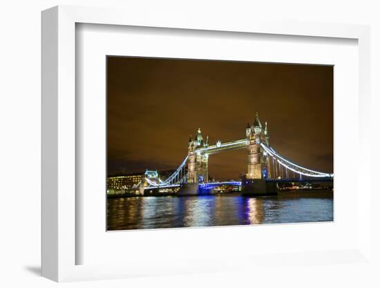 Tower Bridge on the Thames, Brightly Light at Night, London. Uk-Richard Wright-Framed Photographic Print