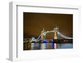 Tower Bridge on the Thames, Brightly Light at Night, London. Uk-Richard Wright-Framed Photographic Print