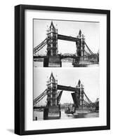 Tower Bridge Open and Closed, London, 1926-1927-McLeish-Framed Giclee Print