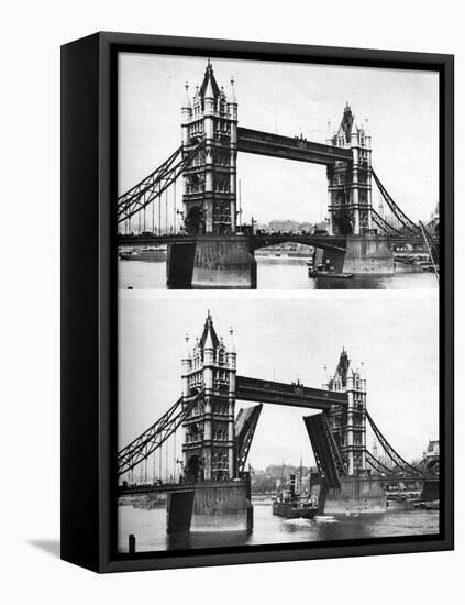 Tower Bridge Open and Closed, London, 1926-1927-McLeish-Framed Stretched Canvas