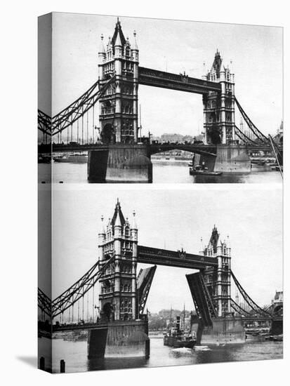 Tower Bridge Open and Closed, London, 1926-1927-McLeish-Stretched Canvas