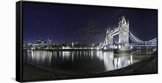 Tower Bridge over the Thames by Night, London, England, Great Britain-Axel Schmies-Framed Stretched Canvas