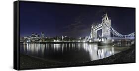 Tower Bridge over the Thames by Night, London, England, Great Britain-Axel Schmies-Framed Stretched Canvas