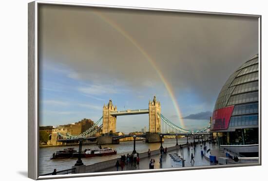 Tower Bridge Rainbow-Charles Bowman-Framed Photographic Print