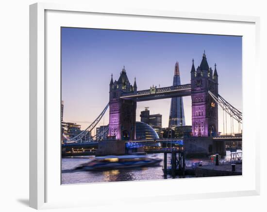 Tower Bridge, Shard and City Hall, London, England, United Kingdom, Europe-Charles Bowman-Framed Photographic Print