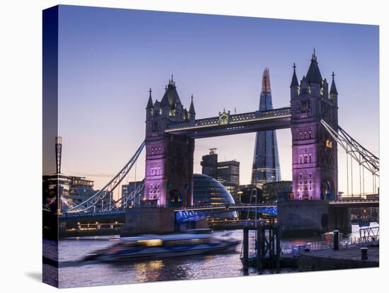 Tower Bridge, Shard and City Hall, London, England, United Kingdom, Europe-Charles Bowman-Stretched Canvas