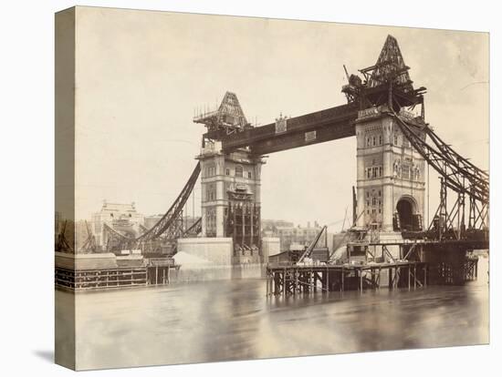 Tower Bridge under Construction, London, C1893-null-Stretched Canvas