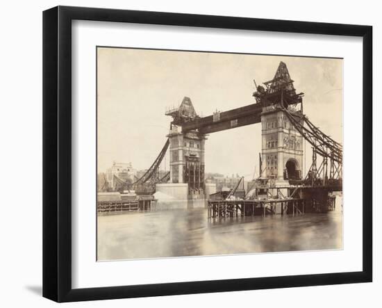 Tower Bridge under Construction, London, C1893-null-Framed Giclee Print