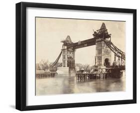 Tower Bridge under Construction, London, C1893-null-Framed Giclee Print