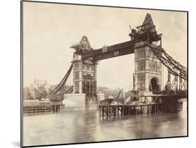 Tower Bridge under Construction, London, C1893-null-Mounted Giclee Print