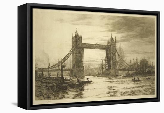 Tower Bridge Viewed from the River Thames, London, C1894-1931-William Lionel Wyllie-Framed Stretched Canvas