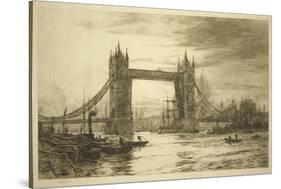 Tower Bridge Viewed from the River Thames, London, C1894-1931-William Lionel Wyllie-Stretched Canvas