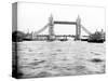 Tower Bridge with Bascules Closed and Barges Passing under at High Water, London, C1905-null-Stretched Canvas