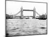 Tower Bridge with Bascules Closed and Barges Passing under at High Water, London, C1905-null-Mounted Photographic Print