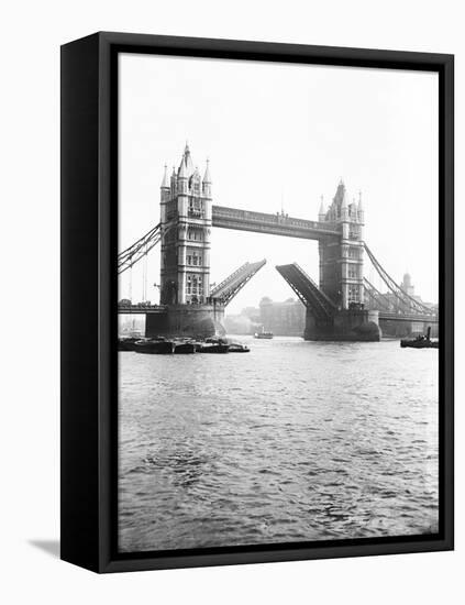 Tower Bridge with Bascules Open, London, C1905-null-Framed Stretched Canvas